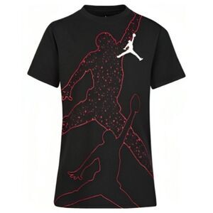 Jordan Boy's Black Jumpman Flight Crew Neck Graphic Print T-Shirt Size Large